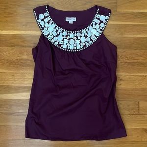 Burgundy top with shell embellishment